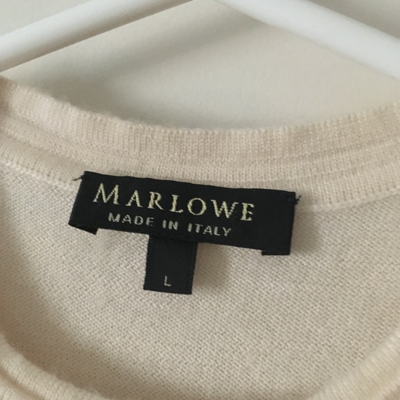 MARLOWE 100% Cashmere Cream Crew Neck Button Side Sweater L - Picture 4 of 4